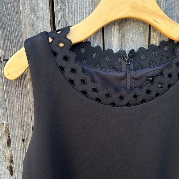 White House Black Market Sleeveless Scuba Fit And Flare Cutout Dress Black 10 - Picture 6 of 16